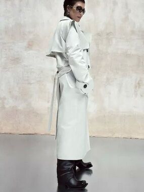 Boohoo By Kourtney Kardashian Beige Trench Coat with Belted Waist